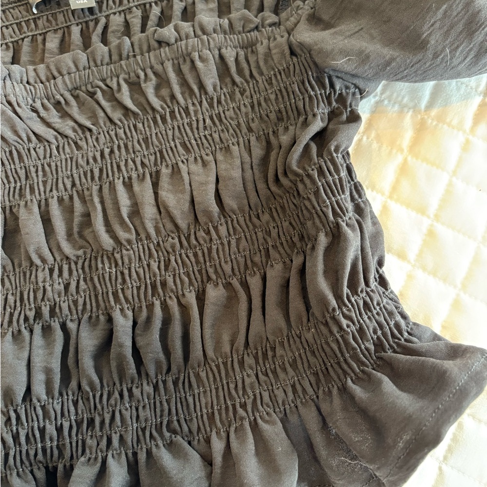 Lulu's Black Ruffled Smocked Blouse - Picture 6 of 8